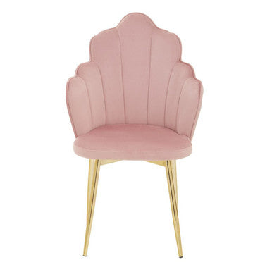 Tian Pink Velvet Scalloped Dining Chair