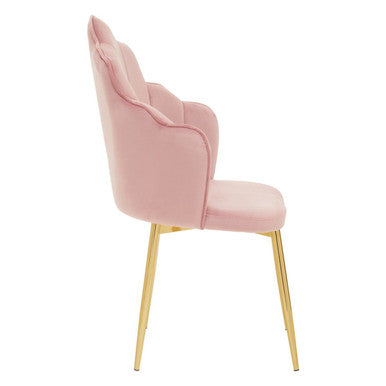 Tian Pink Velvet Scalloped Dining Chair