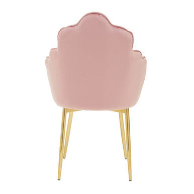 Tian Pink Velvet Scalloped Dining Chair