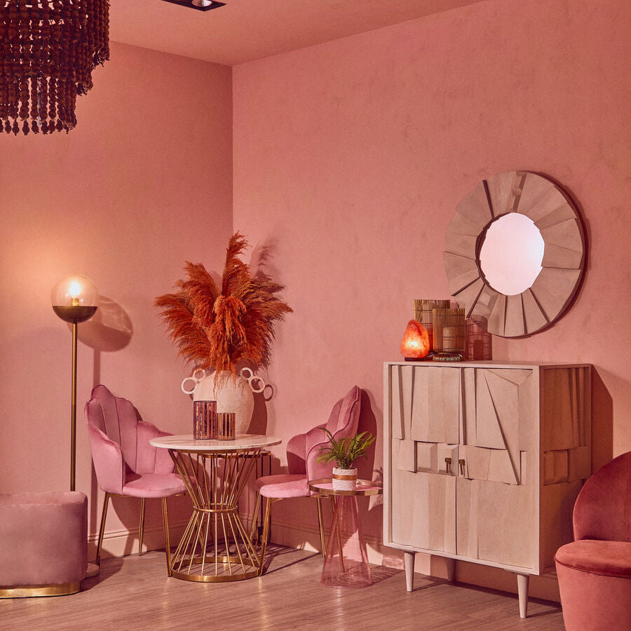 Tian Pink Velvet Scalloped Dining Chair