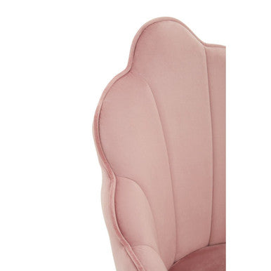 Tian Pink Velvet Scalloped Dining Chair
