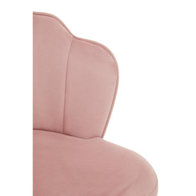 Tian Pink Velvet Scalloped Dining Chair