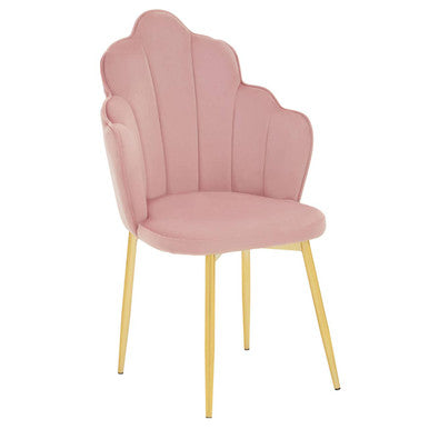 Tian Pink Velvet Scalloped Dining Chair