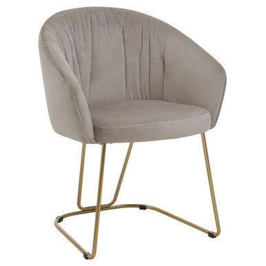 Mink Velvet Curved Dining Chair with Brushed Gold Legs