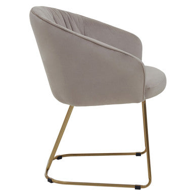 Mink Velvet Curved Dining Chair with Brushed Gold Legs