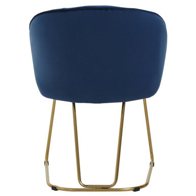 Veneto Midnight Blue Velvet Curved Dining Chair with Brushed Gold Legs