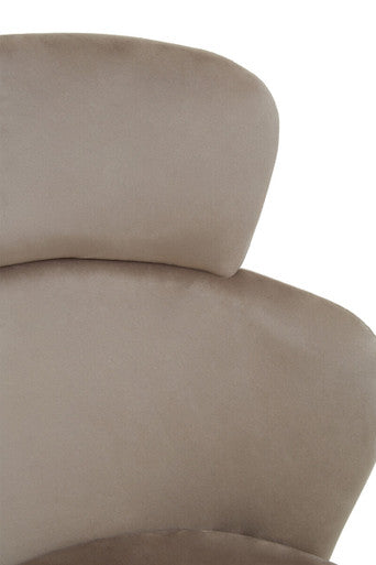 Veneto Mink Velvet Chair with Brushed Gold Finish Legs
