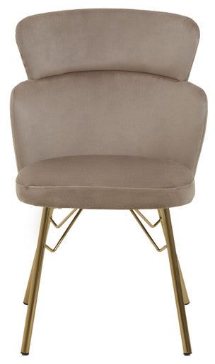 Veneto Mink Velvet Chair with Brushed Gold Finish Legs