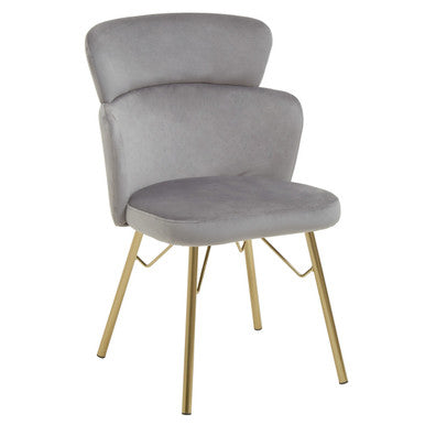 Veneto Grey Velvet Chair with Brushed Gold Finish Legs