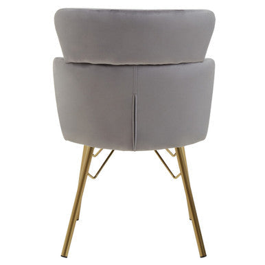Veneto Grey Velvet Chair with Brushed Gold Finish Legs