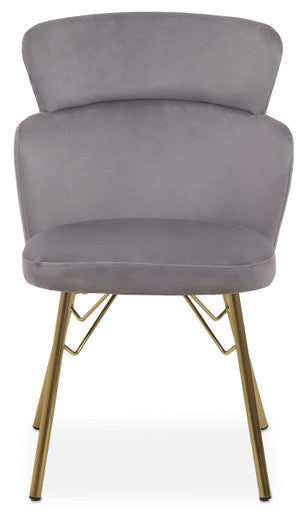 Veneto Grey Velvet Chair with Brushed Gold Finish Legs