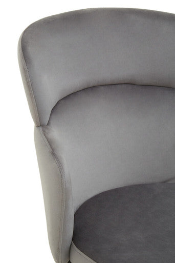 Veneto Grey Velvet Chair with Brushed Gold Finish Legs