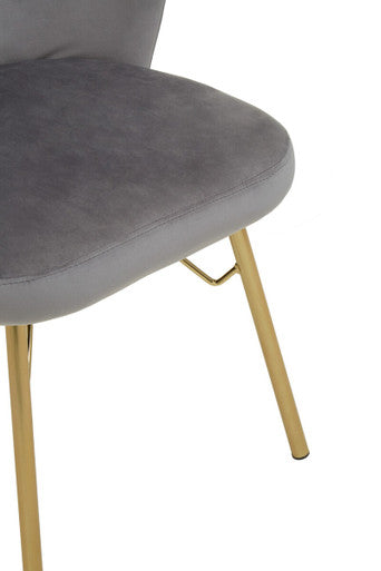 Veneto Grey Velvet Chair with Brushed Gold Finish Legs