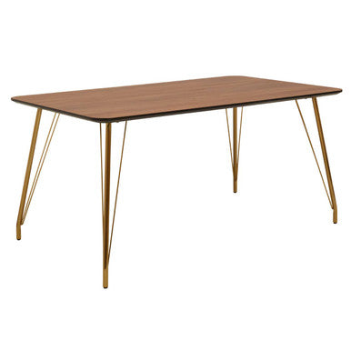 Veneto Natural Wood Effect Dining Table with Gold Finish Legs