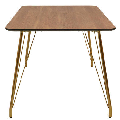 Veneto Natural Wood Effect Dining Table with Gold Finish Legs