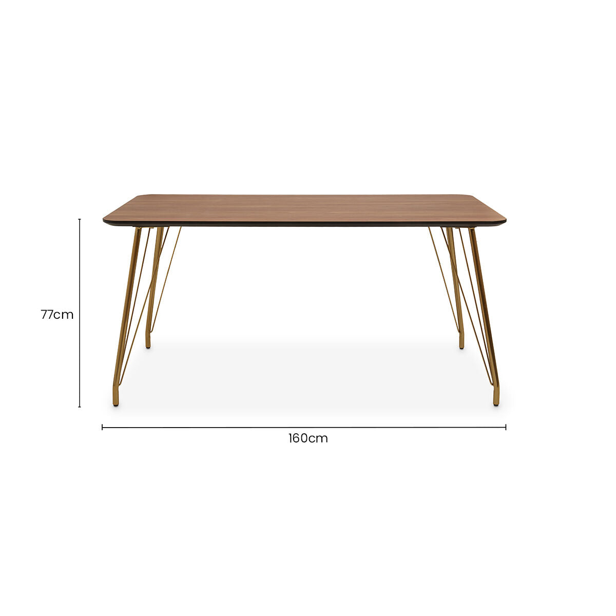 Veneto Natural Wood Effect Dining Table with Gold Finish Legs