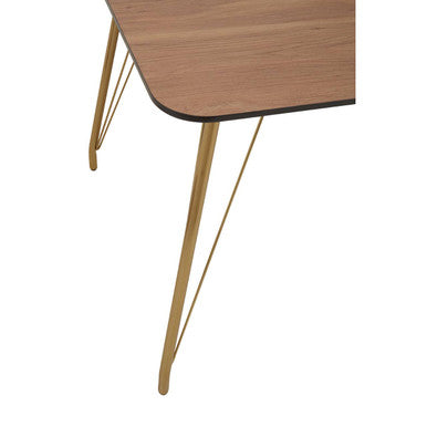 Veneto Natural Wood Effect Dining Table with Gold Finish Legs
