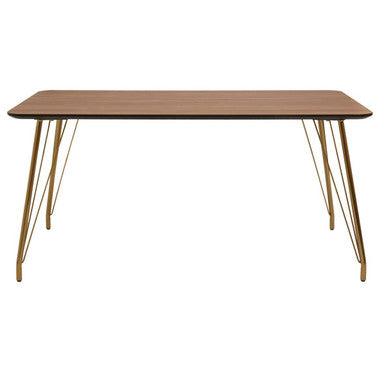 Veneto Natural Wood Effect Dining Table with Gold Finish Legs