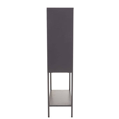 Acier Grey Metal 2 Door Tall Cabinet with Glass Doors