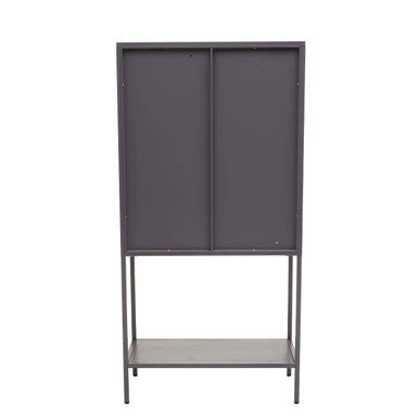 Acier Grey Metal 2 Door Tall Cabinet with Glass Doors