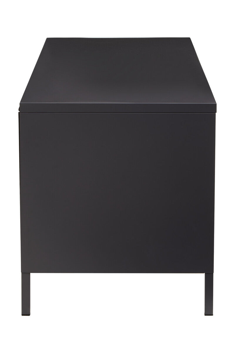 Acier Black Metal 2 Door Media Unit with Glass Doors