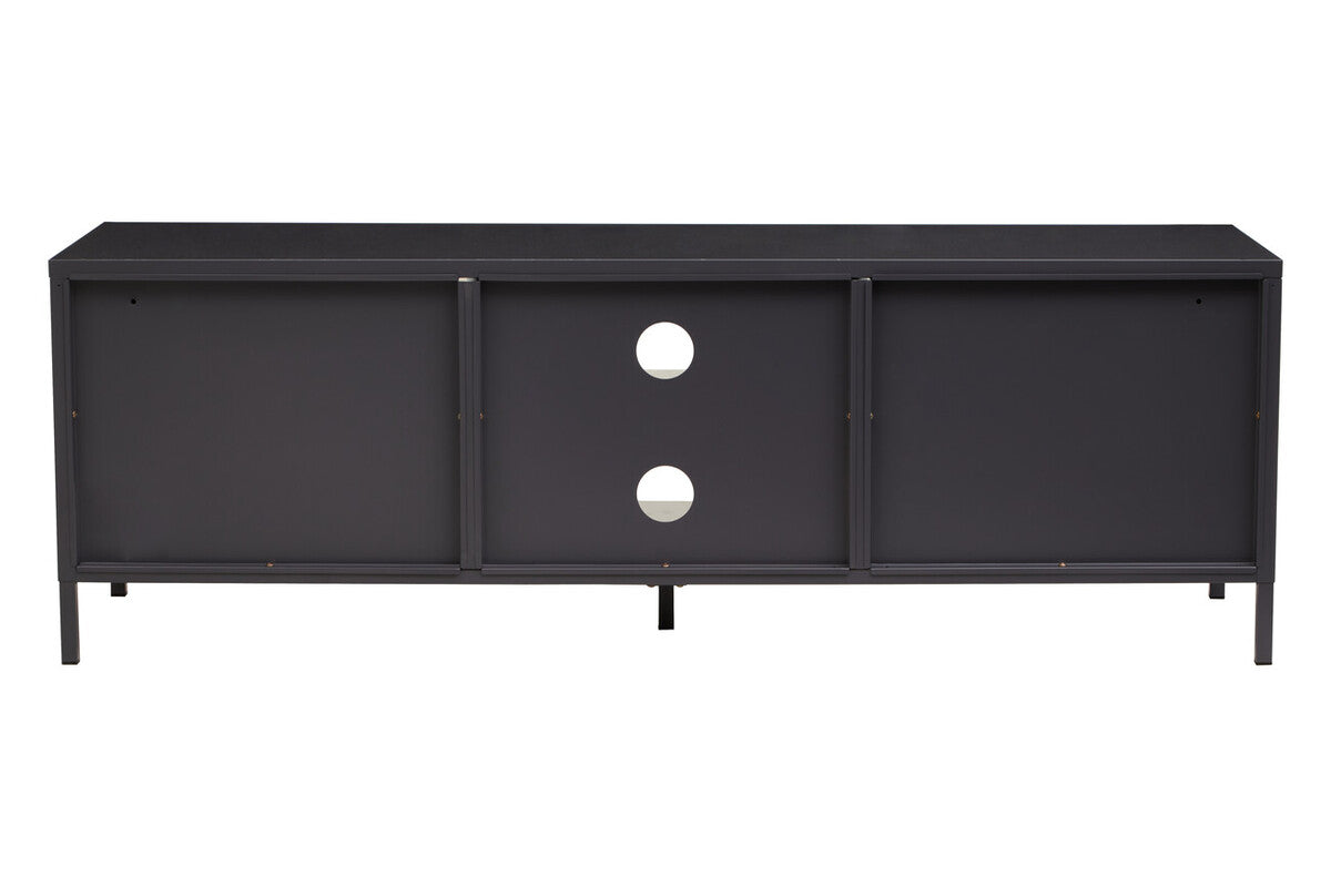 Acier Black Metal 2 Door Media Unit with Glass Doors
