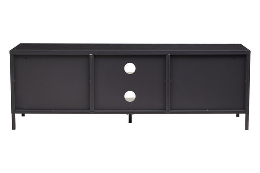 Acier Black Metal 2 Door Media Unit with Glass Doors
