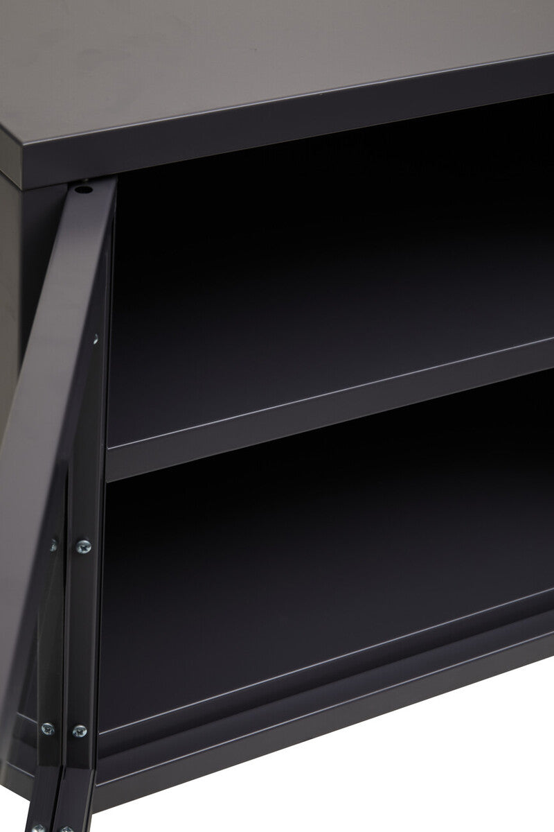 Acier Black Metal 2 Door Media Unit with Glass Doors