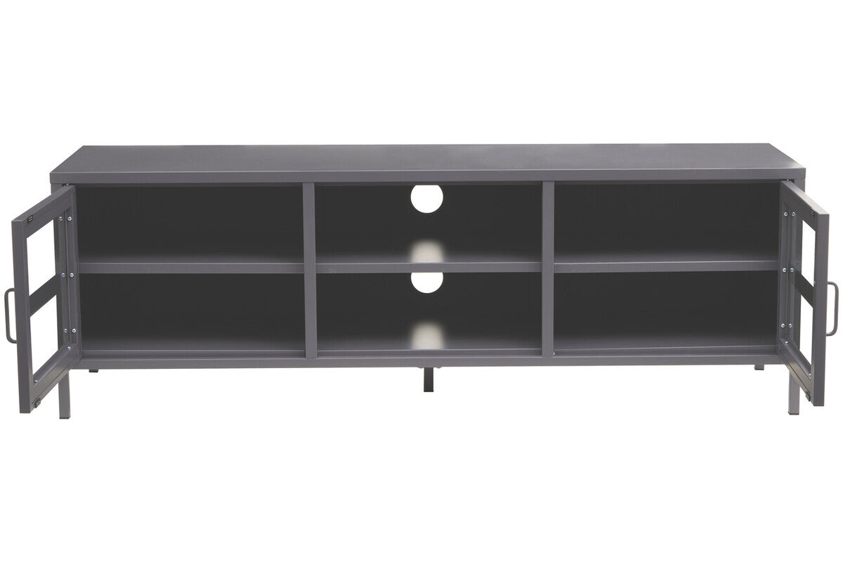 Acier Grey Metal 2 Door Media Unit with Glass Doors