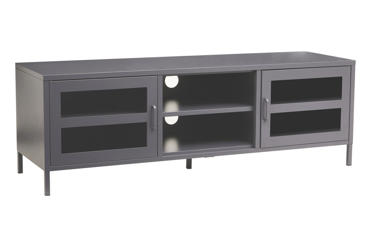 Acier Grey Metal 2 Door Media Unit with Glass Doors
