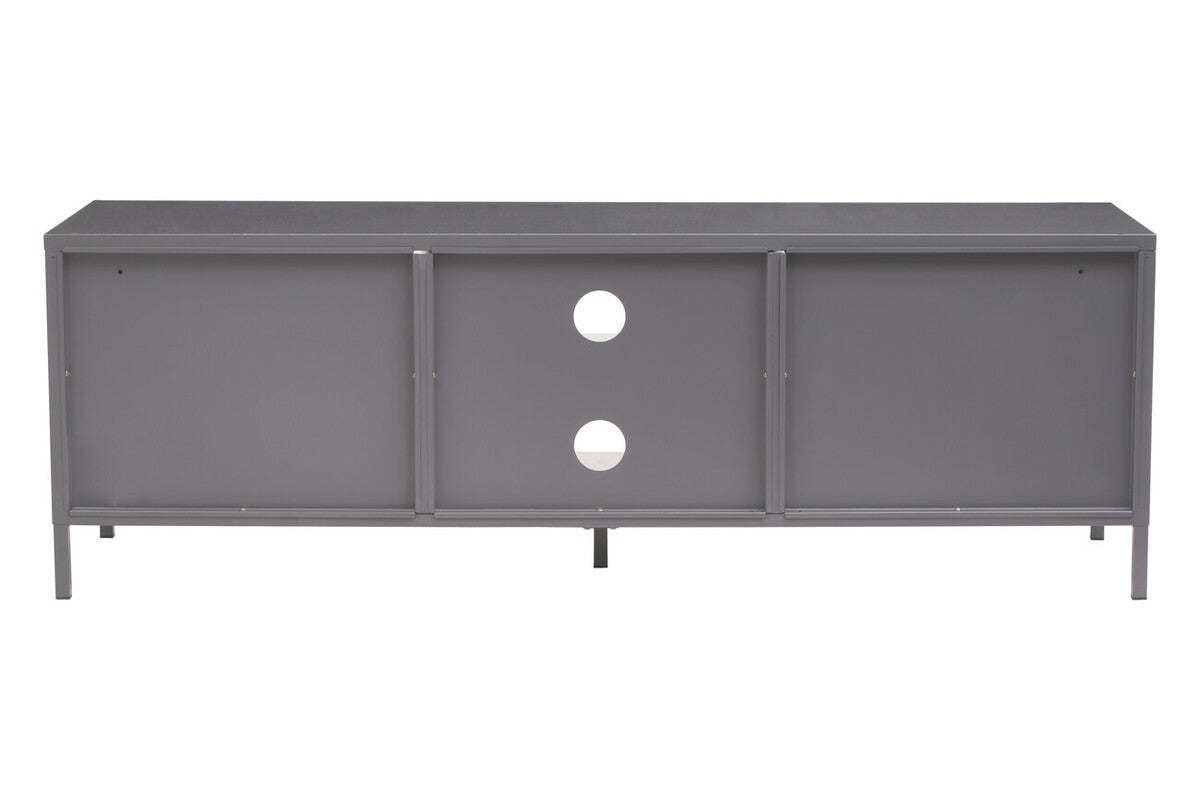 Acier Grey Metal 2 Door Media Unit with Glass Doors