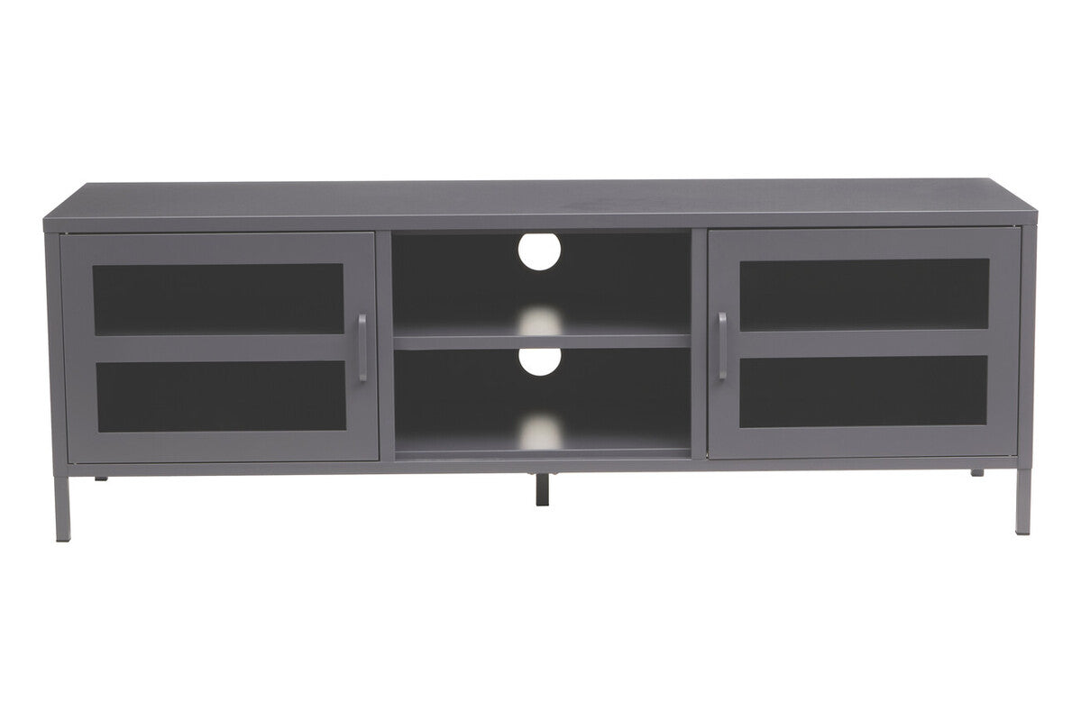 Acier Grey Metal 2 Door Media Unit with Glass Doors