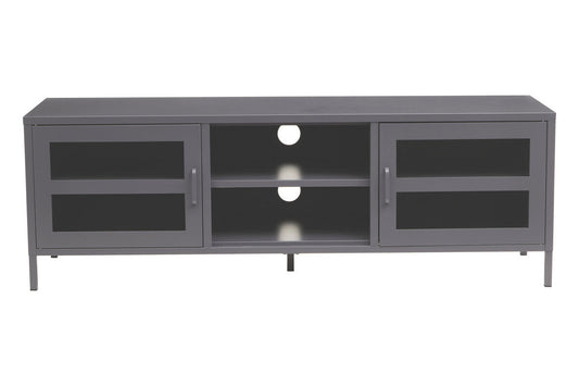 Acier Grey Metal 2 Door Media Unit with Glass Doors