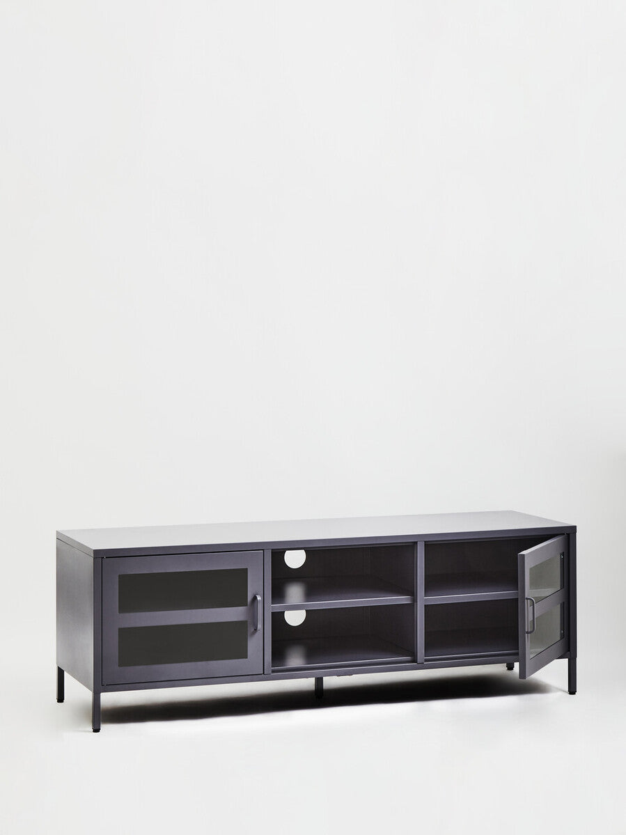Acier Grey Metal 2 Door Media Unit with Glass Doors