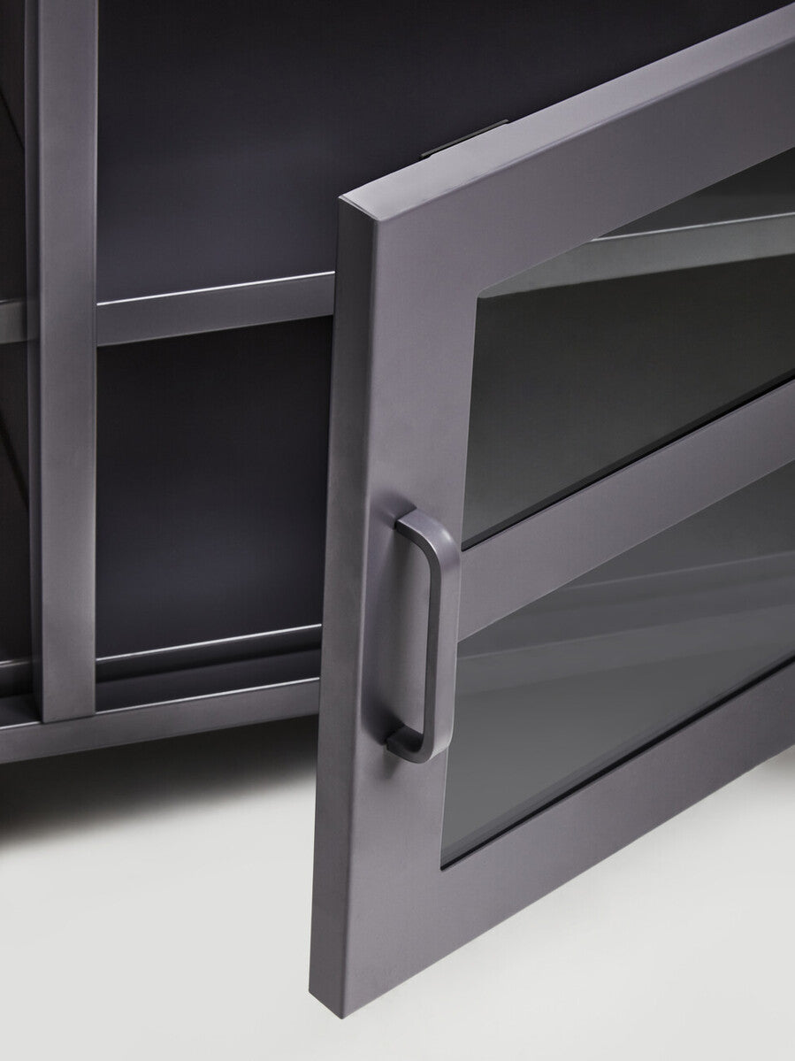 Acier Grey Metal 2 Door Media Unit with Glass Doors