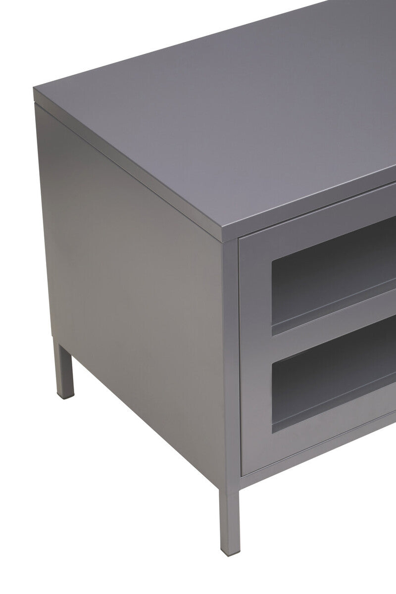 Acier Grey Metal 2 Door Media Unit with Glass Doors