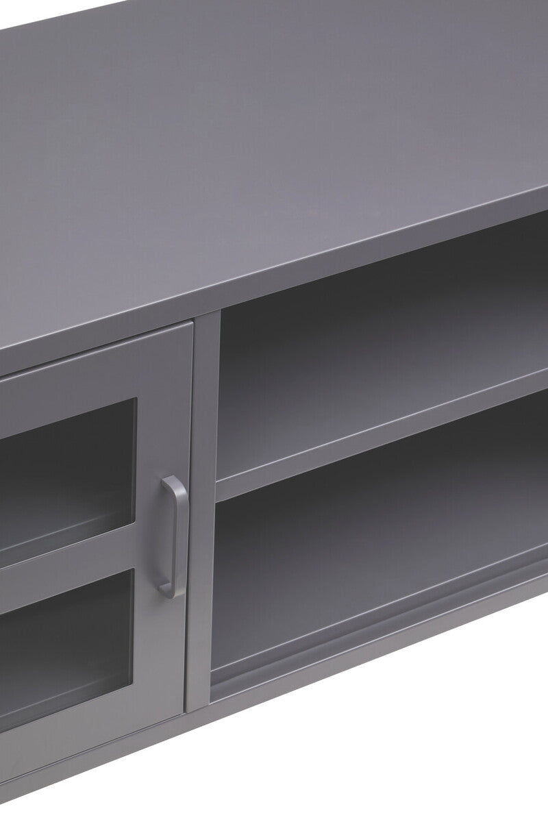Acier Grey Metal 2 Door Media Unit with Glass Doors