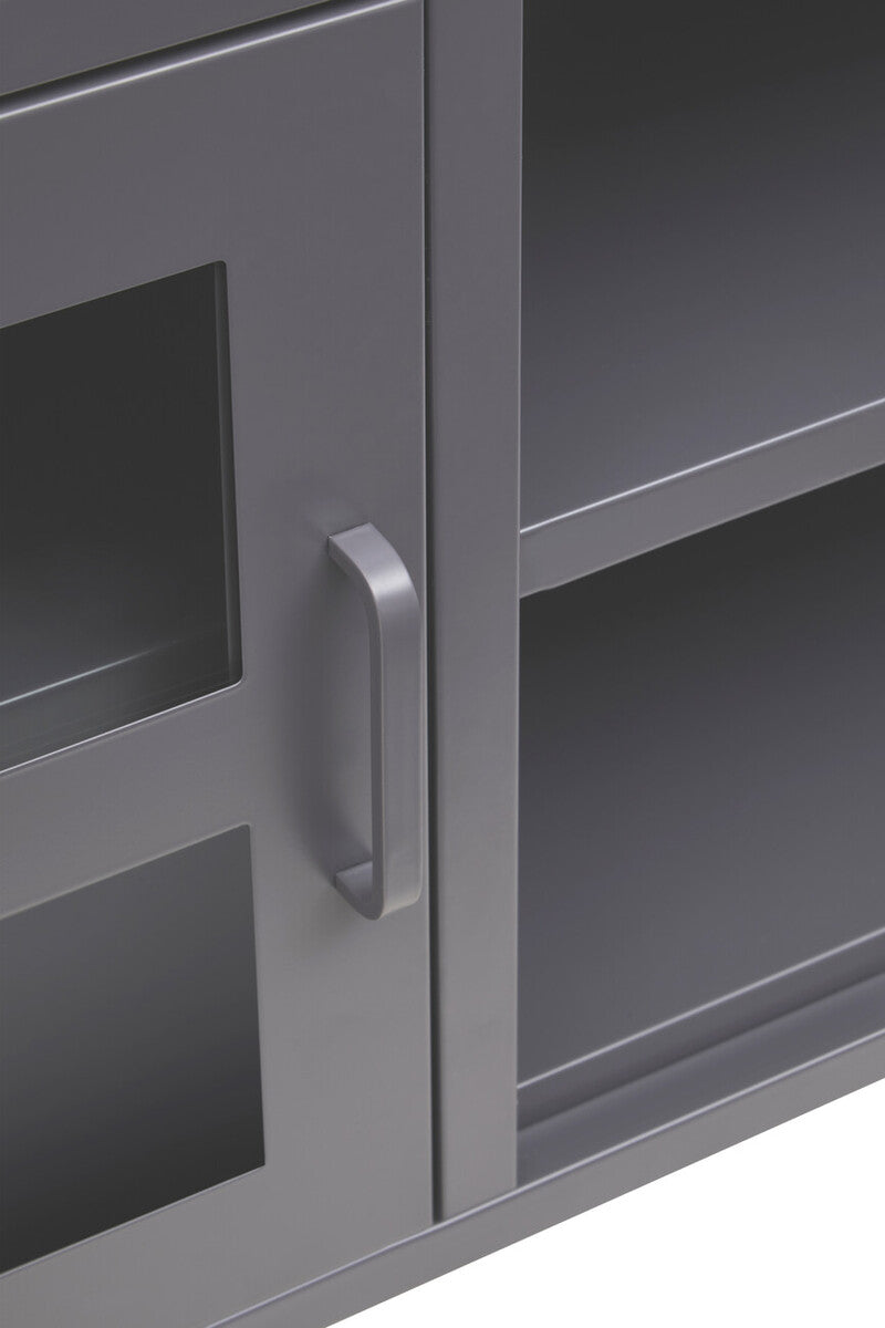 Acier Grey Metal 2 Door Media Unit with Glass Doors