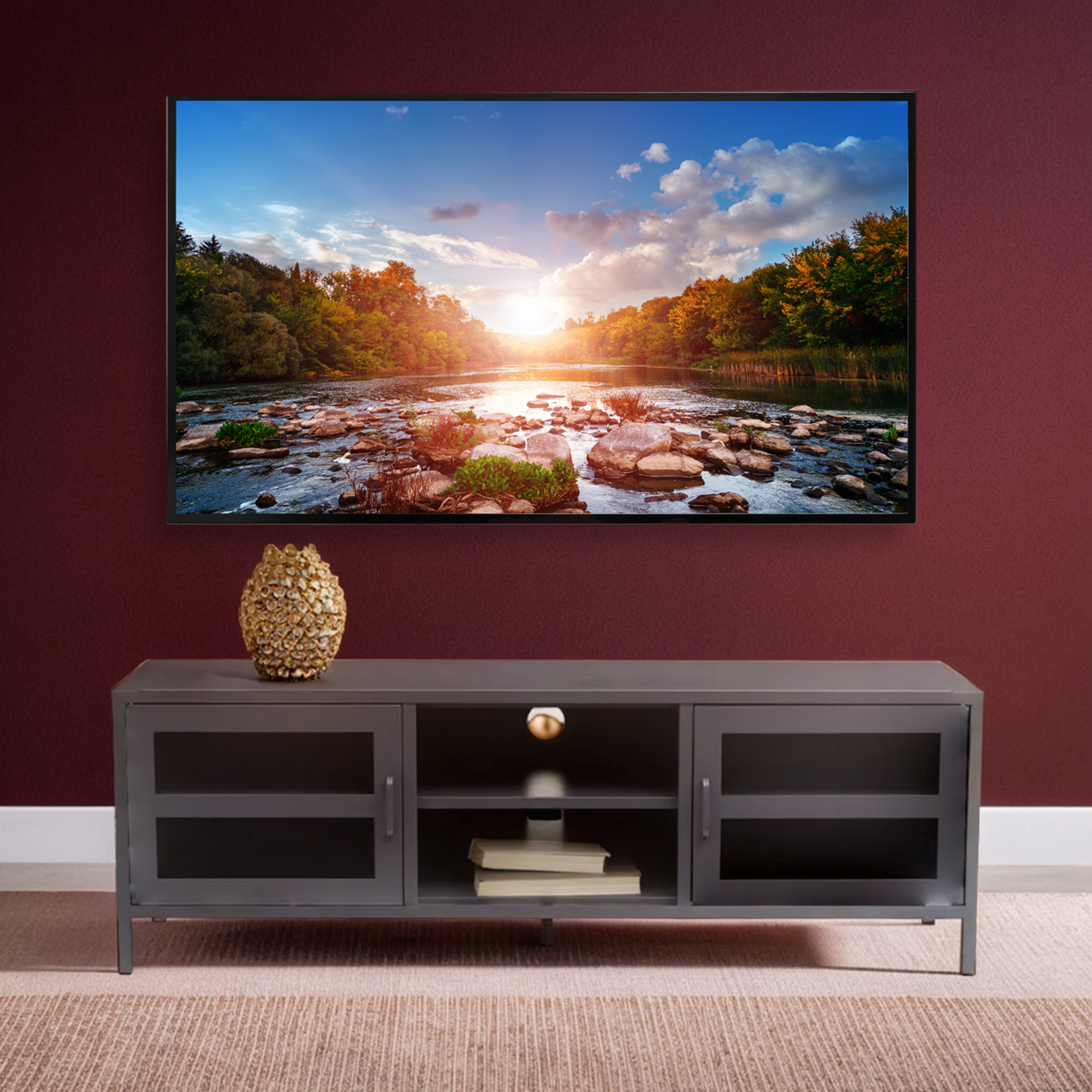 Acier Grey Metal 2 Door Media Unit with Glass Doors