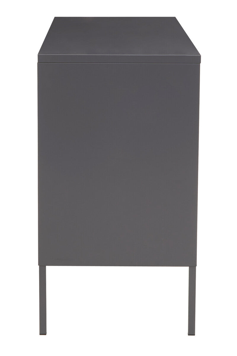 Acier Grey Metal 3 Door Sideboard with Glass Doors