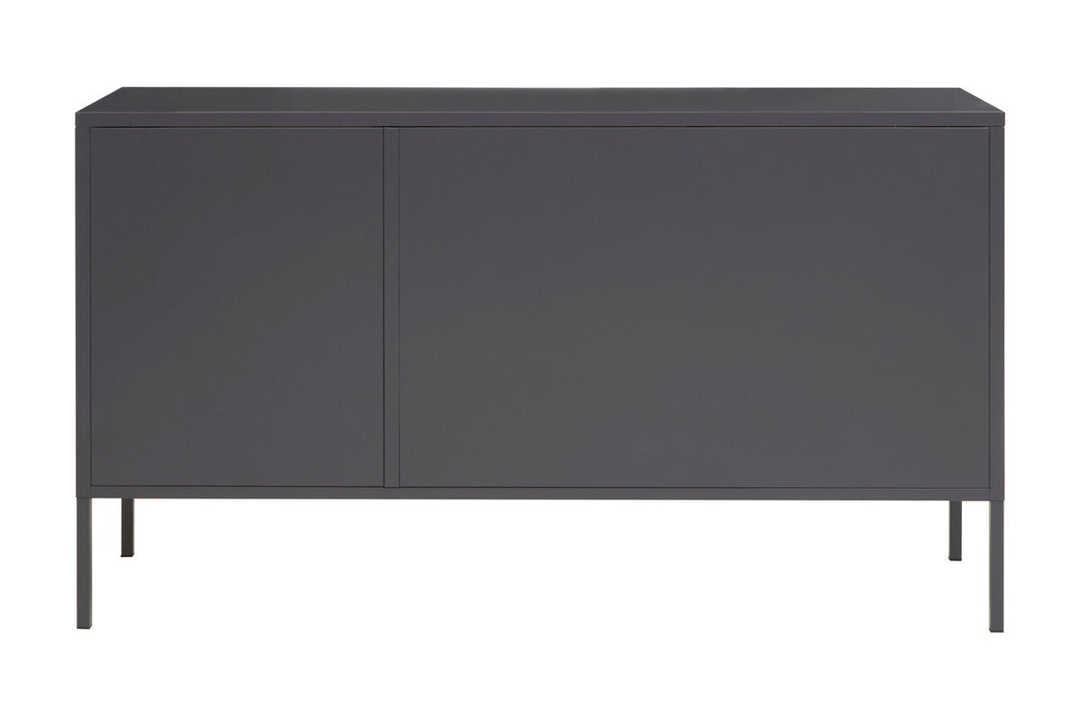 Acier Grey Metal 3 Door Sideboard with Glass Doors