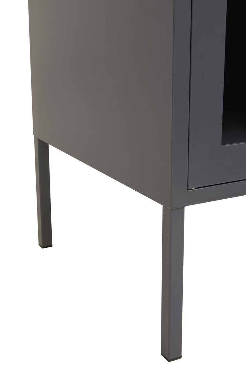 Acier Grey Metal 3 Door Sideboard with Glass Doors