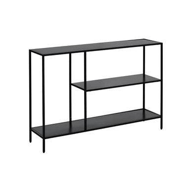 Black Metal Console Table with Rectangular Top and Two-Tier Open Shelf Storage, Acero | Acero