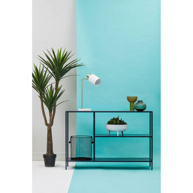 Black Metal Console Table with Rectangular Top and Two-Tier Open Shelf Storage, Acero | Acero