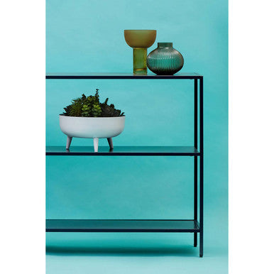 Black Metal Console Table with Rectangular Top and Two-Tier Open Shelf Storage, Acero | Acero