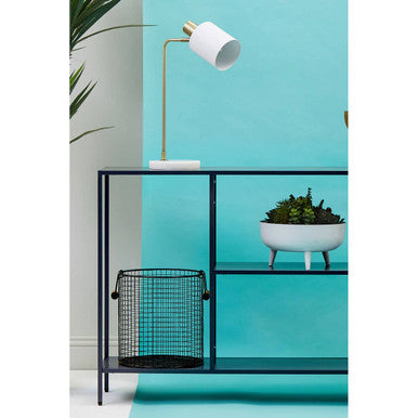 Black Metal Console Table with Rectangular Top and Two-Tier Open Shelf Storage, Acero | Acero