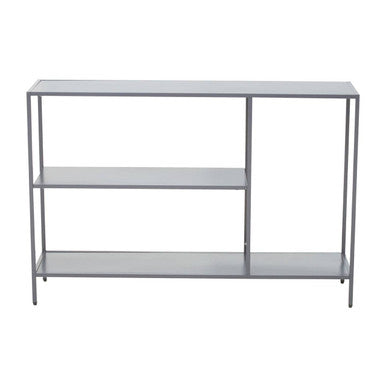 Grey Metal Console Table with Rectangular Top and Two-Tier Open Shelf Storage, Acero | Acero