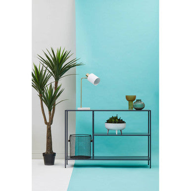 Grey Metal Console Table with Rectangular Top and Two-Tier Open Shelf Storage, Acero | Acero