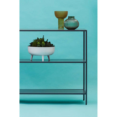 Grey Metal Console Table with Rectangular Top and Two-Tier Open Shelf Storage, Acero | Acero