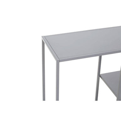 Grey Metal Console Table with Rectangular Top and Two-Tier Open Shelf Storage, Acero | Acero